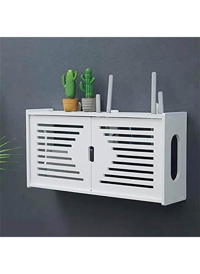 Generic - Wifi Router Storage Box Wall Hanging Shelf Wooden Bracket Free Punching Router Cable Wire Organizer Home Decor Wifi Router Box Hider - Image 1