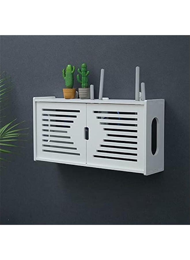 Generic - Wifi Router Storage Box Wall Hanging Shelf Wooden Bracket Free Punching Router Cable Wire Organizer Home Decor Wifi Router Box Hider - Image 1