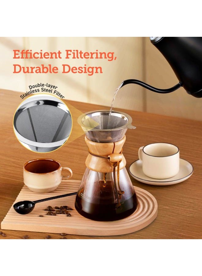 COSORI Pour Over Coffee Maker with Double Layer Stainless Steel Filter, 8-Cup, 34oz, Drip Coffee Maker, Coffee Dripper Brewer, High Heat Resistant Carafe, also for Camping, Hiking - Image 2