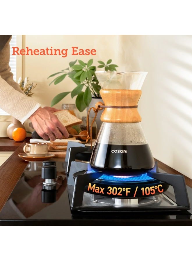 COSORI Pour Over Coffee Maker with Double Layer Stainless Steel Filter, 8-Cup, 34oz, Drip Coffee Maker, Coffee Dripper Brewer, High Heat Resistant Carafe, also for Camping, Hiking - Image 3