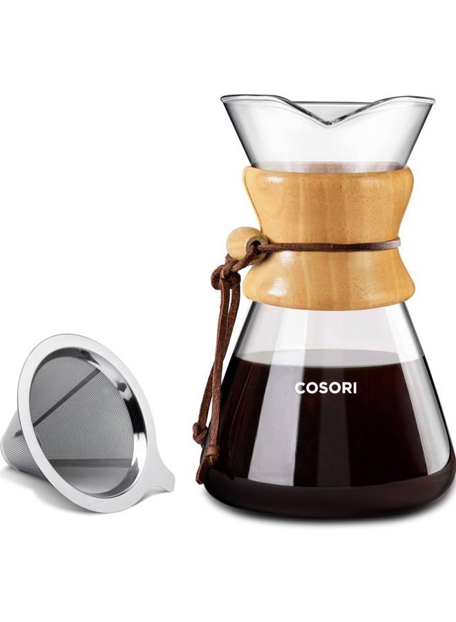 COSORI Pour Over Coffee Maker with Double Layer Stainless Steel Filter, 8-Cup, 34oz, Drip Coffee Maker, Coffee Dripper Brewer, High Heat Resistant Carafe, also for Camping, Hiking - Image 1