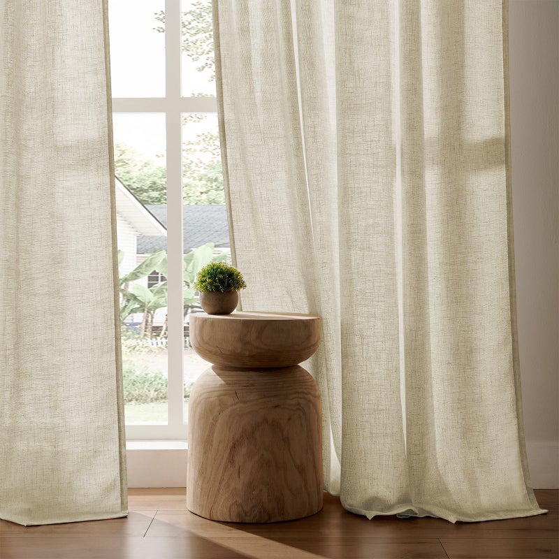 Joydeco Linen Curtains 96 Inch Length 2 Panel Sets,Light Filtering Curtains for Bedroom 52 Inch Wide Living Room Drapes with Back Tabs & Rod Pockets (W52 x L96 Inch, Linen) - Image 5