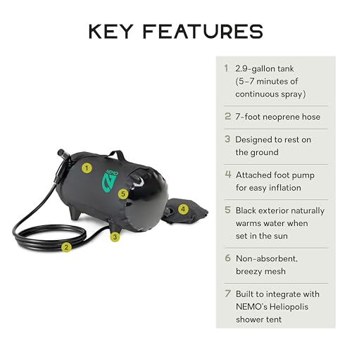 NEMO Equipment Helio Portable Pressure Camp Shower - 11 Liter - Black/Dark Verglas - Image 2