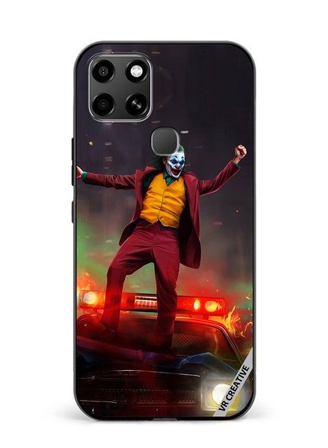Protective Case Cover For Infinix Smart 6 Joker Over A Car With His Evil Laugh Design Multicolour