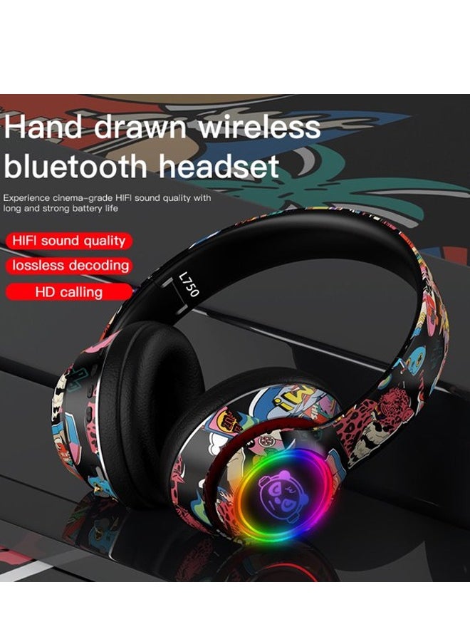 MIQIA Wireless Foldable Bluetooth Headphones over Ear Cool Graffiti Led Illuminated Gaming Headset Noise Cancelling Headphones with Built-in Microphone for Phone Computer, Scalable Music Headphone Gift for  - Image 5