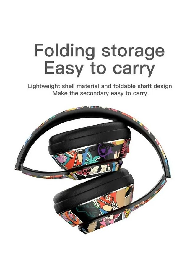 MIQIA Wireless Foldable Bluetooth Headphones over Ear Cool Graffiti Led Illuminated Gaming Headset Noise Cancelling Headphones with Built-in Microphone for Phone Computer, Scalable Music Headphone Gift for  - Image 4