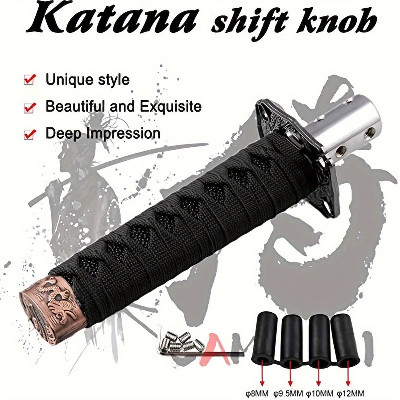 Universal Gear Shift Knob Sword Katana Style for Manual And Most Automatic Cars Black - Image 1