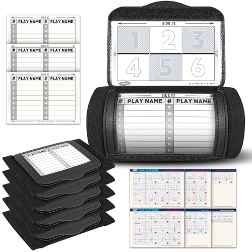 PLAYAPUT 5 Pack Football Wristbands with 30 Playbook Stickers, 15 Playbook Cards, Easy Clean Footballs Wristbands for Plays, Quarterback Wristband Playbook for Youth Football Gear for Training - Image 1