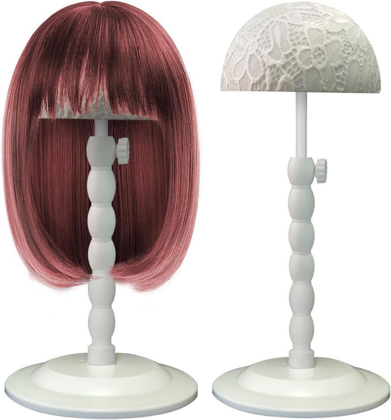 Wig Stand, 1pc Adjustable Wig Holder With Lace, White Non-Slip Wig Head Stand For Styling Drying Display