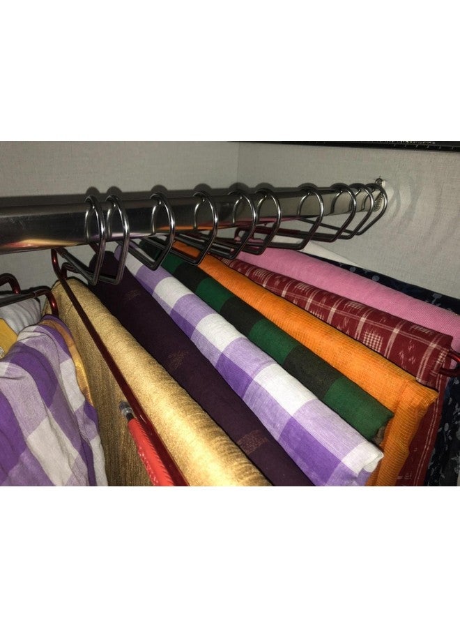 Rollyware Unique Design Hanger - Premium Stainless Steel Hanger For Sarees, Pants, Scarves & Other Clothes - Lower Band Lock (Red, 30 Pieces) - Image 3