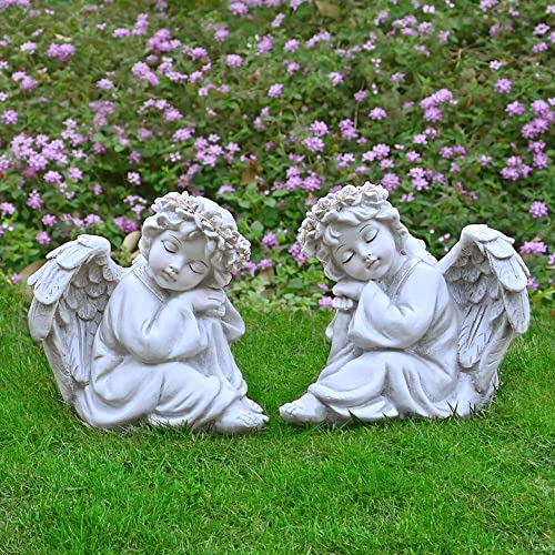 Juliahestia Angel Statue Garden Decor for Outside Solar Outdoor Decorations Patio Cherub Christmas Yard Porch Home Lawn Art Light up Figurine Memorial Sculpture Gift for Mom Mother Grandma - Image 4