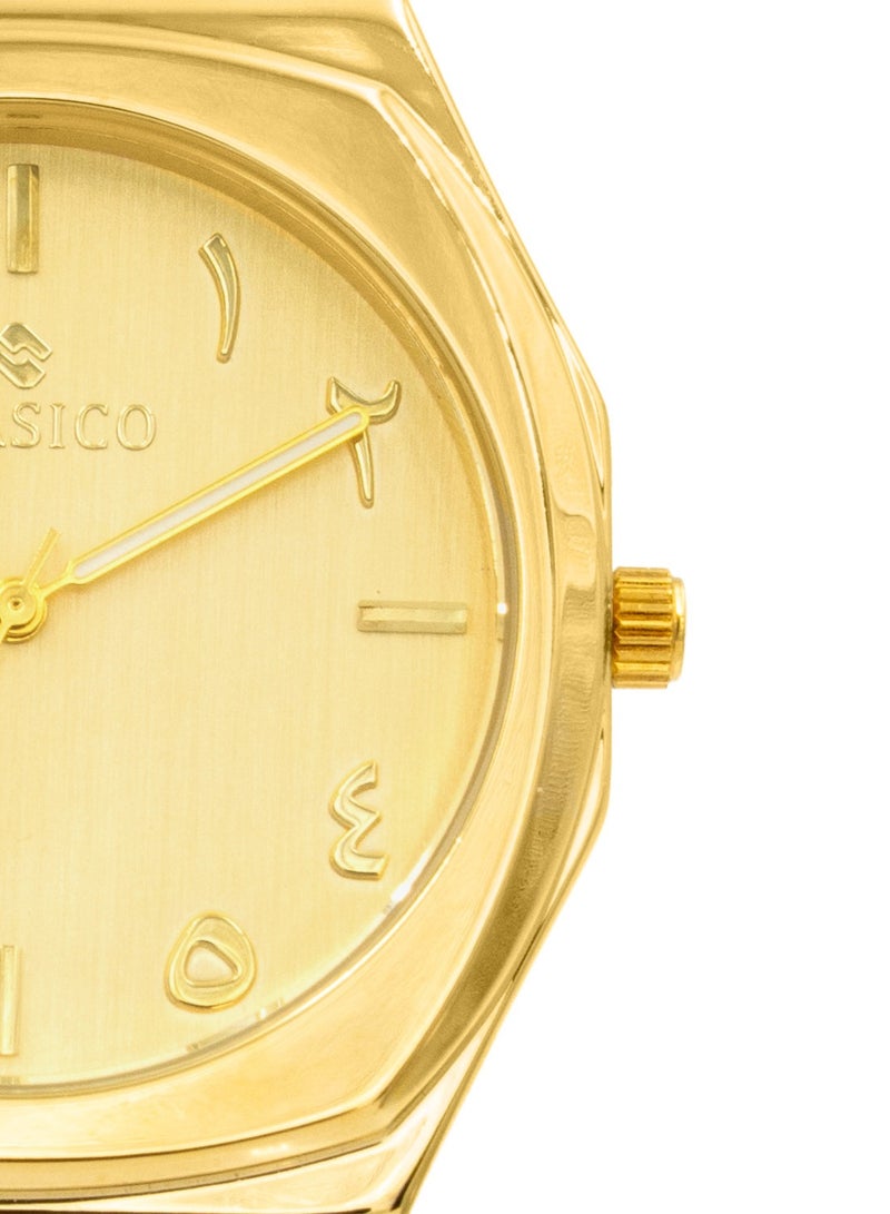Clasico ساعة فخر للرجال بقرص عربي فاخر 40 مم - ذهبية، حركة كوارتز، ظهر من الفولاذ المقاوم للصدأ - Image 2