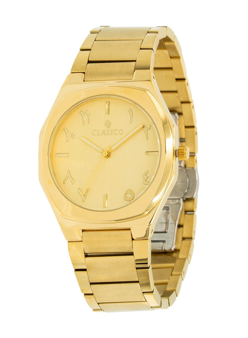 Clasico ساعة فخر للرجال بقرص عربي فاخر 40 مم - ذهبية، حركة كوارتز، ظهر من الفولاذ المقاوم للصدأ - Image 3