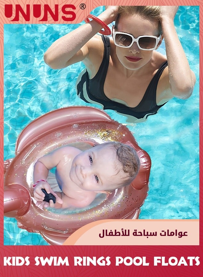 UNUNS عوامة حمام سباحة للأطفال مع مظلة، حلقة سباحة قابلة للنفخ للأطفال، عوامات حمام سباحة للأطفال مع مظلة ومقعد، ألعاب حمام مائي خارجية للأنشطة الصيفية للبنات والأولاد من سن 1 إلى 6 سنوات، طائر الفلامنغو الذهبي  - Image 5