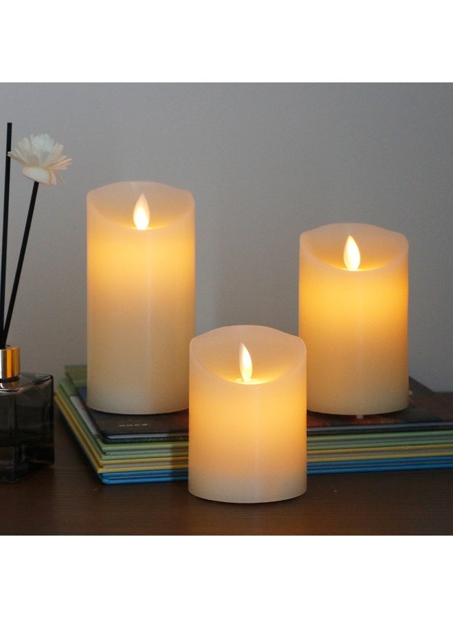 مادو جاليري شمعة عمودية LED بلاستيكية بلون عاجي من مادو جاليري - تعمل بالبطارية بدون لهب مع لهب واقعي متذبذب لتزيين المنزل وحفلات الزفاف والمناسبات - الأحجام من 7.5×10 سم إلى 7.5×25 سم، خيارات 1/3/6 قطع - Image 4