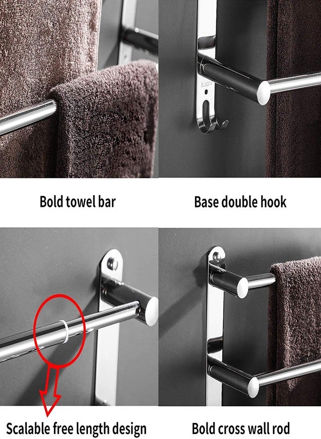 lanliebao Towel Bars Hanger Freely Retractable 20-30 Inche Stainless Steel 304 Bath Rack Strong 3M Adhesive Bathroom Wall Free mounting Hole-Installing washroom Kitchen Space Saving 3 Bars - Image 3
