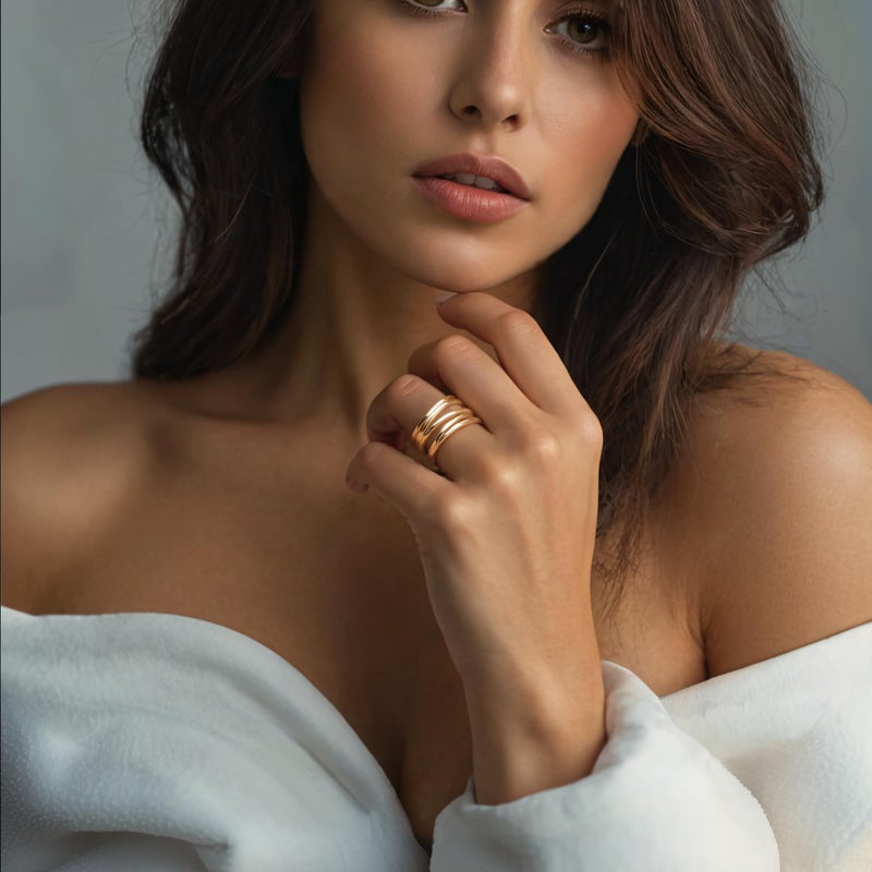 Barzel 18K Gold Plated Statement Ring For Women – (Gold, 7) - Image 3