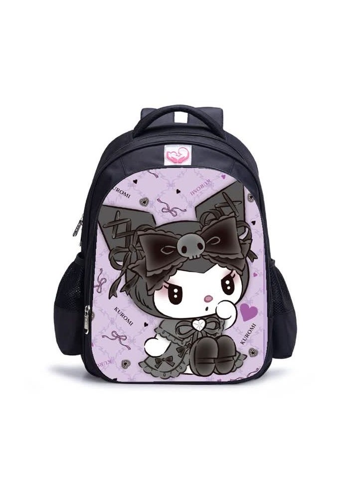 Generic - Manufacturer cartoon animation 42cm backpack Kuromi printed primary and secondary school student schoolbag,Library B-6 Black - Large - Image 1