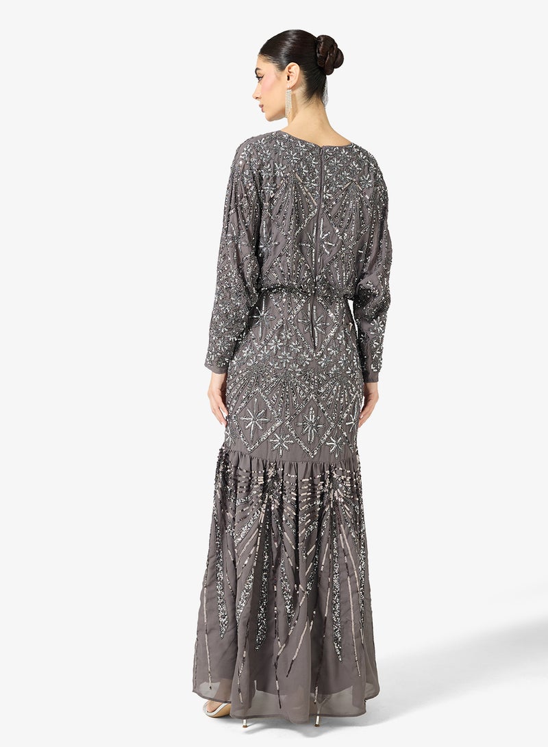 Maya Embellished Long Sleeve Maxi Dress - Image 2