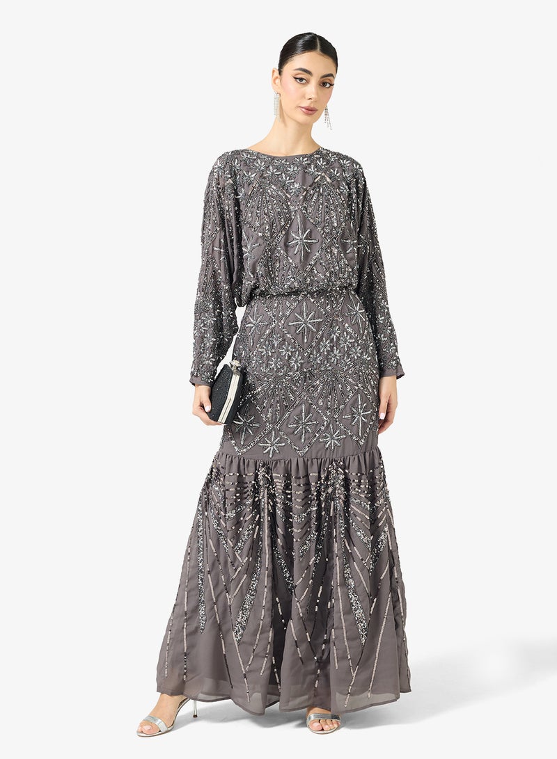 Maya Embellished Long Sleeve Maxi Dress - Image 1