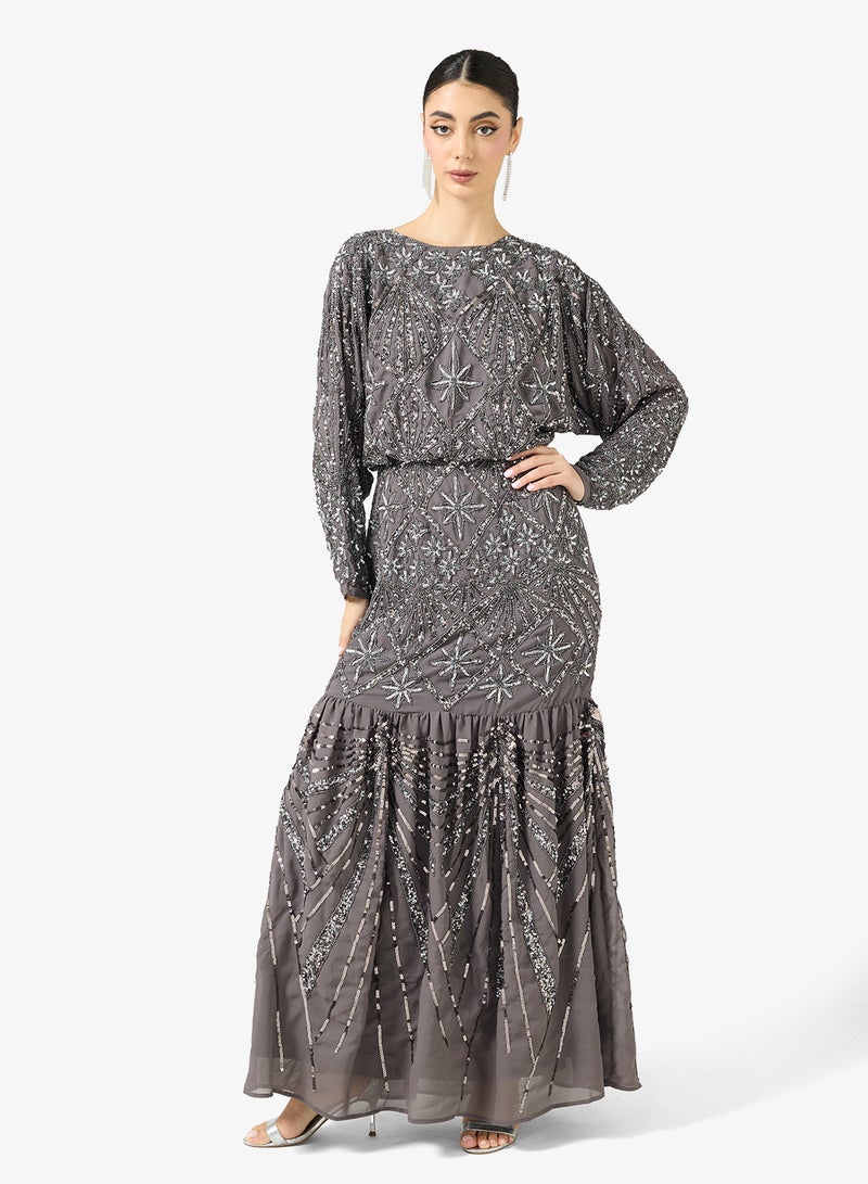 Maya Embellished Long Sleeve Maxi Dress - Image 4