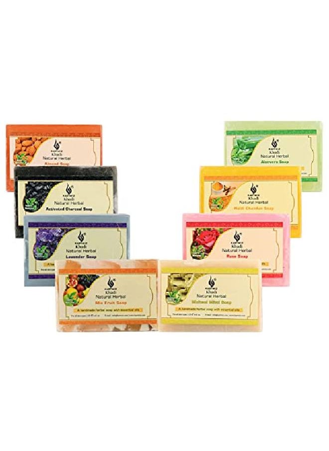 Khadi Natural Herbal صابون طبيعي عشبي مصنوع يدويًا مختلط مع زيوت أساسية || عبوة مكونة من 8  - Image 2
