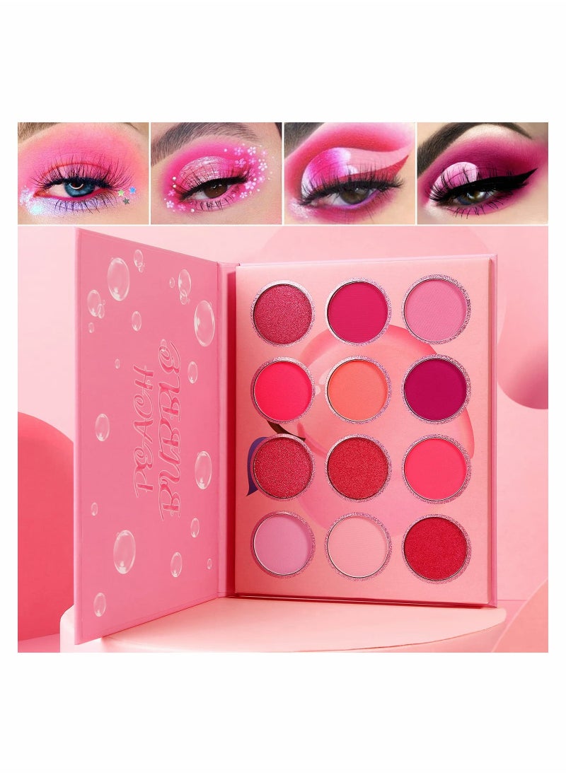 SYOSI - Pink Eyeshadow Palette Makeup Blendable Purple Peach Pink Shades Eye Shadow Pallet Matte Shimmer Cream Bright Violet Small Tone Palette 12 Color for Girl Women Mother - Image 1