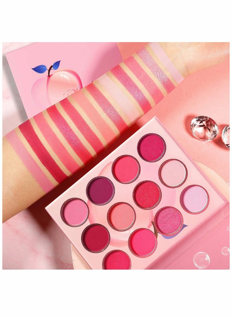 SYOSI - Pink Eyeshadow Palette Makeup Blendable Purple Peach Pink Shades Eye Shadow Pallet Matte Shimmer Cream Bright Violet Small Tone Palette 12 Color for Girl Women Mother - Image 1