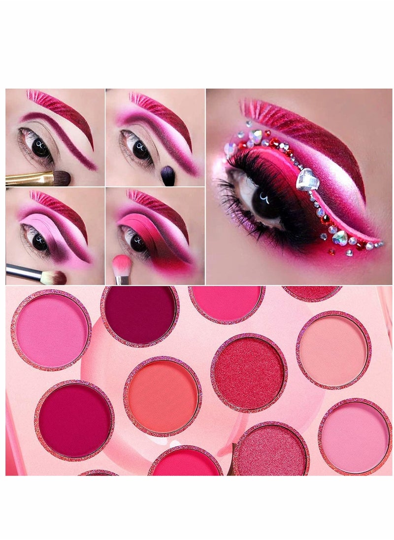 SYOSI - Pink Eyeshadow Palette Makeup Blendable Purple Peach Pink Shades Eye Shadow Pallet Matte Shimmer Cream Bright Violet Small Tone Palette 12 Color for Girl Women Mother - Image 1