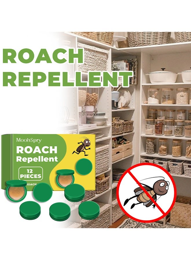MOONSPRY Roach Repellent, Natural Cockroach Repellent, Roach Traps Indoor/Outdoor Use, Roach Killer Indoor Infestation For Small & Large Roaches, Non-Toxic, Long Lasting Protection (12 Pieces) - Image 2