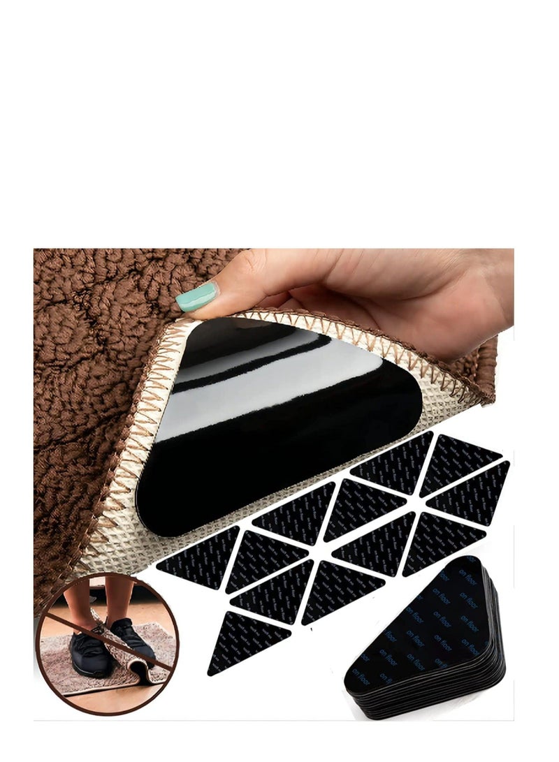 كابتن تيك Rug Gripper Non Slip Rug Pad for Area Rugs Non Skid Reusable Rug Tape Rug Corners Grippers for Hardwood Floors Tile and Wall Keeping Your Rug in Place Making Corner Flat 12PCS - Image 1