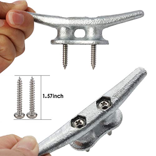 VEITHI Dock Cleat 4 inch - Hot Dipped Galvanized Boat Cleats, Rope Cleat, Boat Dock Cleats with Hardware Ideal for Small Boat,Deck,Piers for Tying up Boats,Marine Decor,Boat Tie Down Cleats (4 Pack) - Image 2
