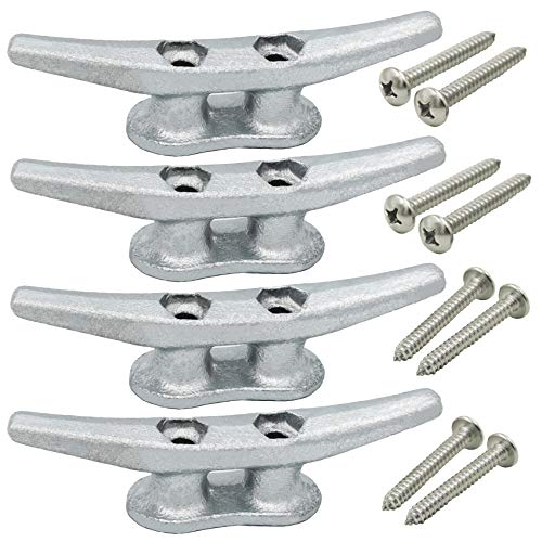 VEITHI Dock Cleat 4 inch - Hot Dipped Galvanized Boat Cleats, Rope Cleat, Boat Dock Cleats with Hardware Ideal for Small Boat,Deck,Piers for Tying up Boats,Marine Decor,Boat Tie Down Cleats (4 Pack) - Image 1