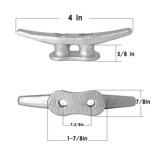 VEITHI Dock Cleat 4 inch - Hot Dipped Galvanized Boat Cleats, Rope Cleat, Boat Dock Cleats with Hardware Ideal for Small Boat,Deck,Piers for Tying up Boats,Marine Decor,Boat Tie Down Cleats (4 Pack) - Image 3