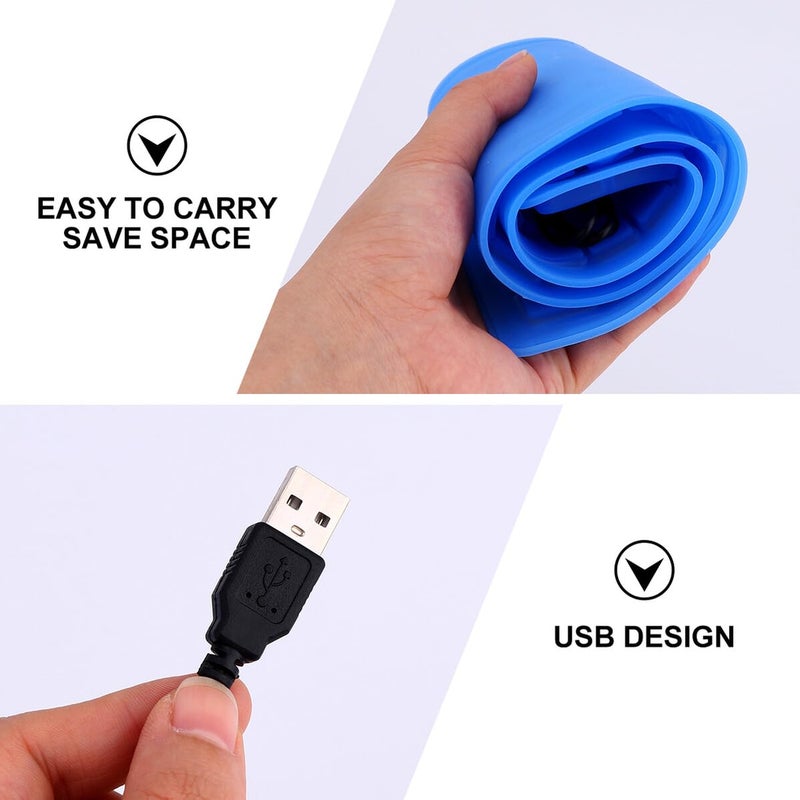 لوحة مفاتيح USB سلكية قابلة للطي فائقة النحافة صامتة ملمس ناعم محمولة مقاومة للغبار الأزرق - Image 3