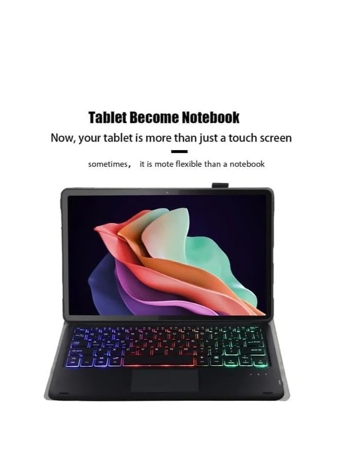Generic - Backlit Keyboard Case Compatible with Xiaomi Pad 7 / Pad 7 Pro 11.2 Inch 2024, with Magnetic Removable Wireless Colorful Backlit Touch Keyboard and Protective Case (Black) - Image 1