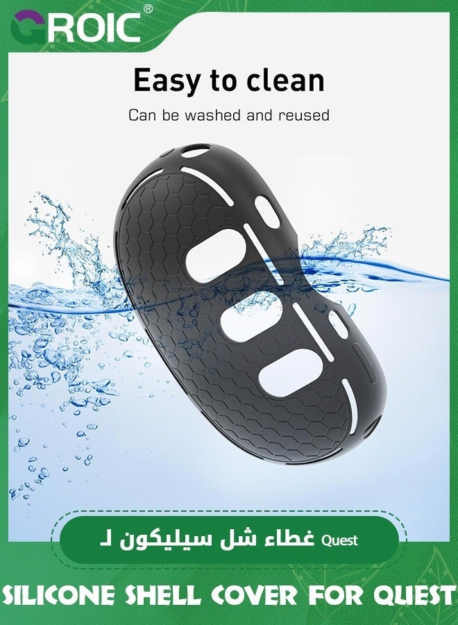 GROIC Black Silicone Shell Cover for Quest 3, VR Headset Protective with Precise Hole, Anti Shock Scratch Dust Technology Texture Accessories - Image 5