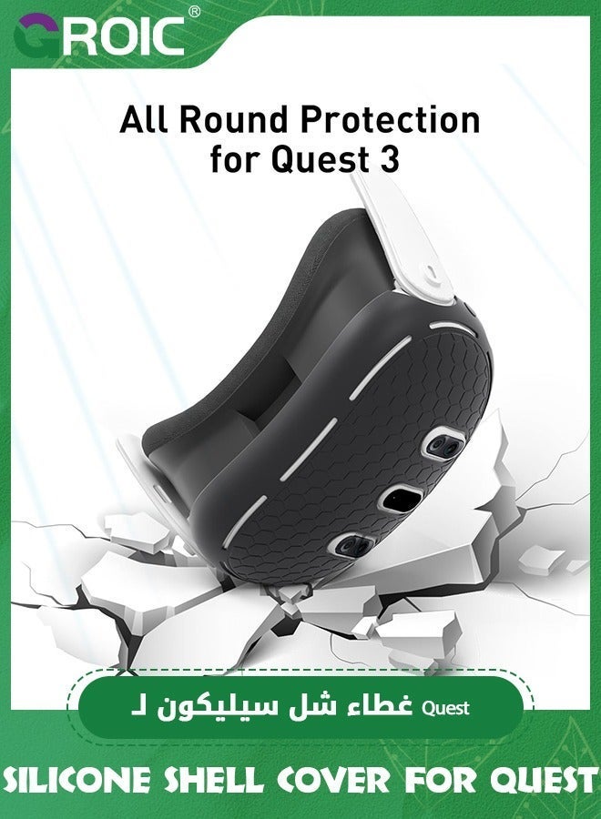 GROIC Black Silicone Shell Cover for Quest 3, VR Headset Protective with Precise Hole, Anti Shock Scratch Dust Technology Texture Accessories - Image 4