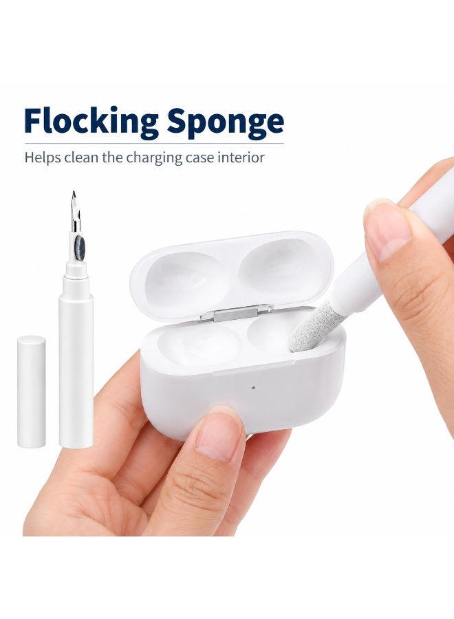 3-in-1 Earbud Cleaning Pen with Metal Detail Tip, Soft Dust Brush and Flocked Cleaning Sponge, Portable Cleaner for Earbuds, Charging Cases and Small Device Gaps, White - Image 5