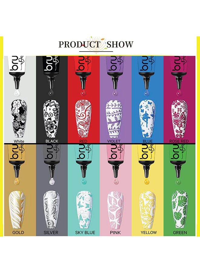 brunson Gel Polish Nail Art Gel Liner - 1 pcs 12ml Classic Color Gel Art Paint for Nails Built Thin French Line Nail Art Brush in Gel Pens Soak off Manicure Salon Nails Art BDP07  - Image 3