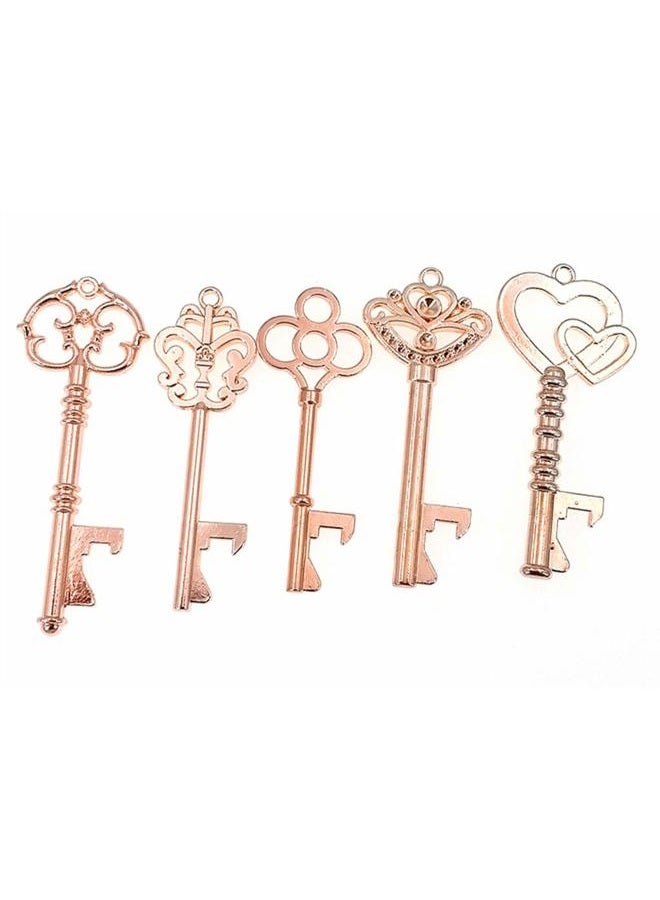 Alimitopia 50pcs Skeleton Key Bottle Opener Wedding Party Favor Souvenir Gift with Escort Tag and Jute Rope (Rose Gold Tone,5 Styles) - Image 4