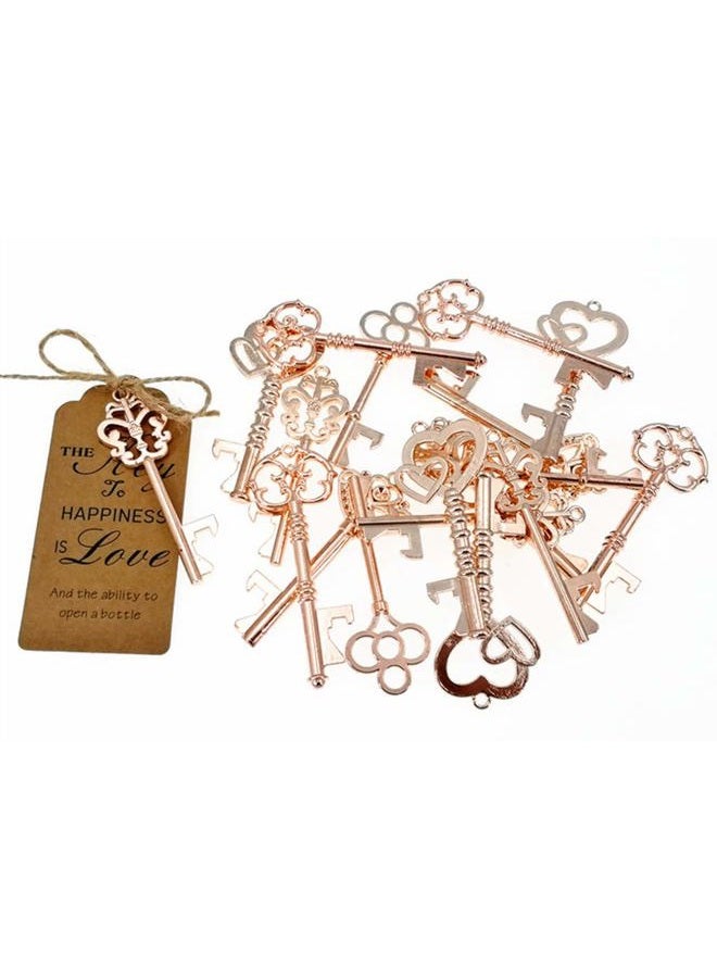 Alimitopia 50pcs Skeleton Key Bottle Opener Wedding Party Favor Souvenir Gift with Escort Tag and Jute Rope (Rose Gold Tone,5 Styles) - Image 5