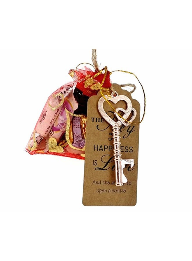 Alimitopia 50pcs Skeleton Key Bottle Opener Wedding Party Favor Souvenir Gift with Escort Tag and Jute Rope (Rose Gold Tone,5 Styles) - Image 3