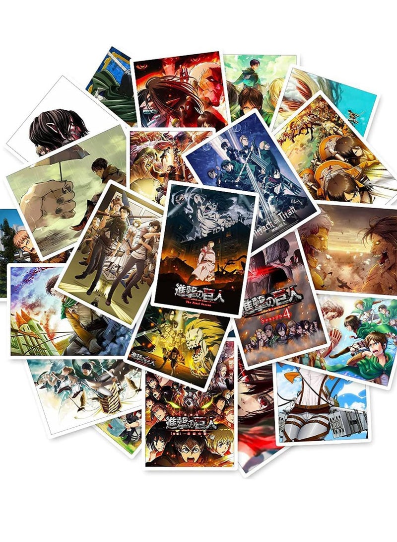 25 ستيكر بتصميم انمي هجوم العمالقة ، مقاس 9x6 سم