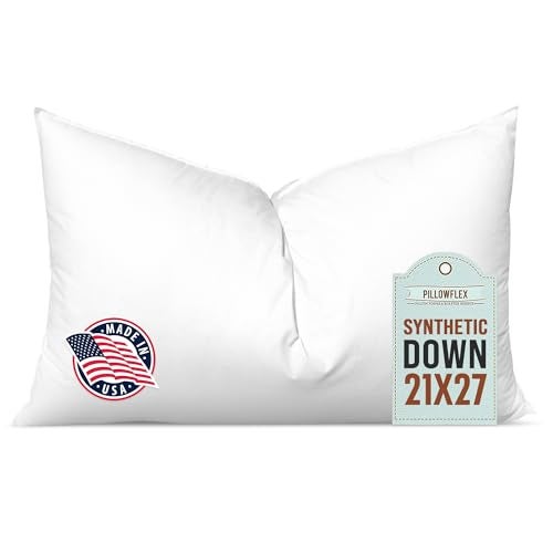 Pillowflex Synthetic Down Pillow Insert - 21x27 Down Alternative Pillow, Ultra Soft Oversized Standard Bed Sleeping Pillow, Large Rectangle Sham - 1 Decorative Pillow Form - Image 1