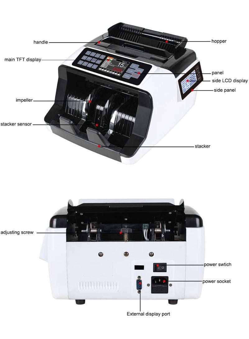 Crony AL-7200 Currency Counter And Money Detector With Rechargeable Battery – High-Speed Banknote Counting Machine 1000 Notes/Min, Single Denomination Value Counter, Professional Cash Counter For Banks, Retail, Offices – Dual LCD Display, UV And Magnetic Detection, Counterfeit Note Detector, Automatic And Manual Totaling, Batch Function, Currency Customization, Addition Function, Portable Rechargeable Bill Counter, Compact Money Counting Machine With RS232 Interface, AC 110-220V, 80W, Durable Design - Image 3