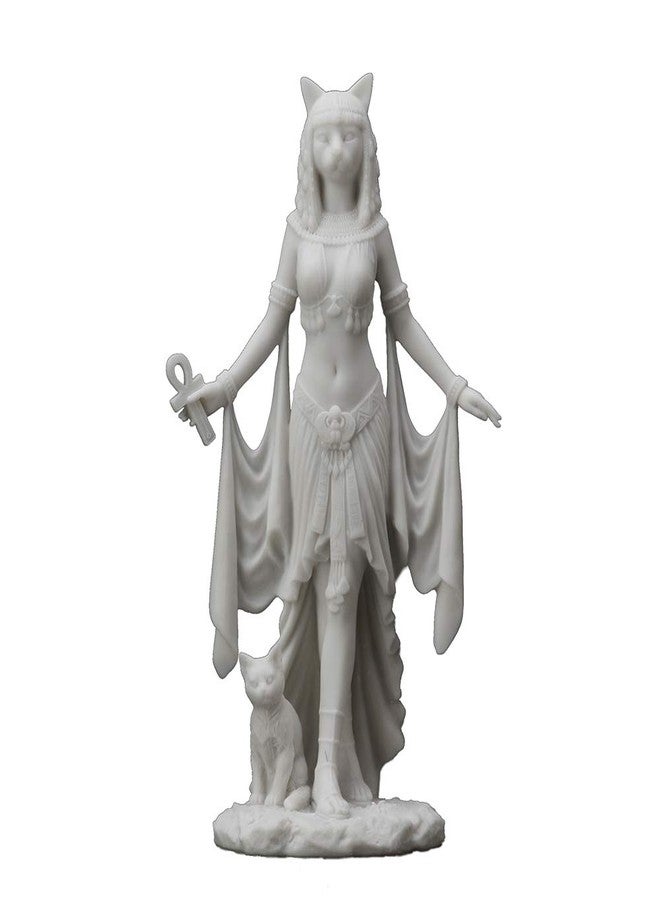 فيرونيز ديزاين تمثال باستيت، إلهة الحماية المصرية، من تصميم فيرونيز، مقاس 10 بوصات، مصنوع من الراتنج، بلمسة نهائية من الرخام الأبيض - Image 1