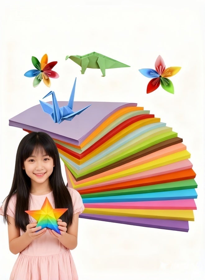 ورق أوريجامي، 200 ورقة A4، ورق حرفي ملون للأطفال، 20 لونًا، ورق سهل الطي على الوجهين، للأوريجامي، قص الورق، مشاريع اصنعها بنفسك، ديكورات، جودة طباعة نابضة بالحياة، 29.7 × 21 سم - Image 1