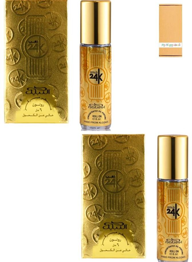 Nabeel 2 Pcs Nabeel Gold 24K Alcohol Free Roll On Oil Perfume 6ML - Image 1