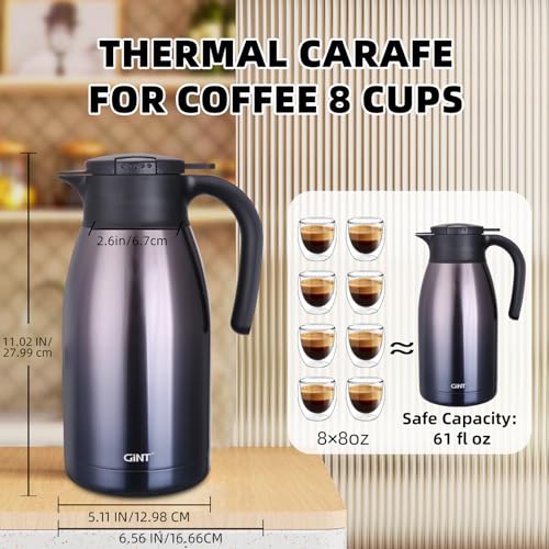 GiNT 1.9L / 64Oz Thermal Coffee Carafe, Insulated Stainless Steel Coffee Carafes for Keeping Hot/Double Walled Vacuum Thermal Carafe (Purple) - Image 4